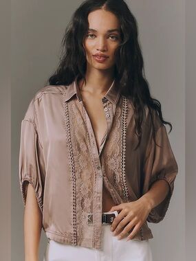 Anthropologie Pilcro Quincy Lace Blouse - Size S